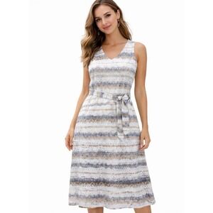 Cloth & Portrait Womens Ombre Eyelet Lace Sleeveless Midi Dress Natural M NWT